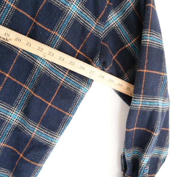 Vintage '90S Field Gear Navy Teal Checker Pattern 40% Wool Quarter Zip Sweater - Picture 4 of 13